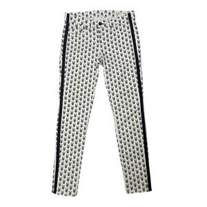 Rag & Bone For Intermix White/Black Arrow Tuxedo Stripe Boho Hipster sz 29